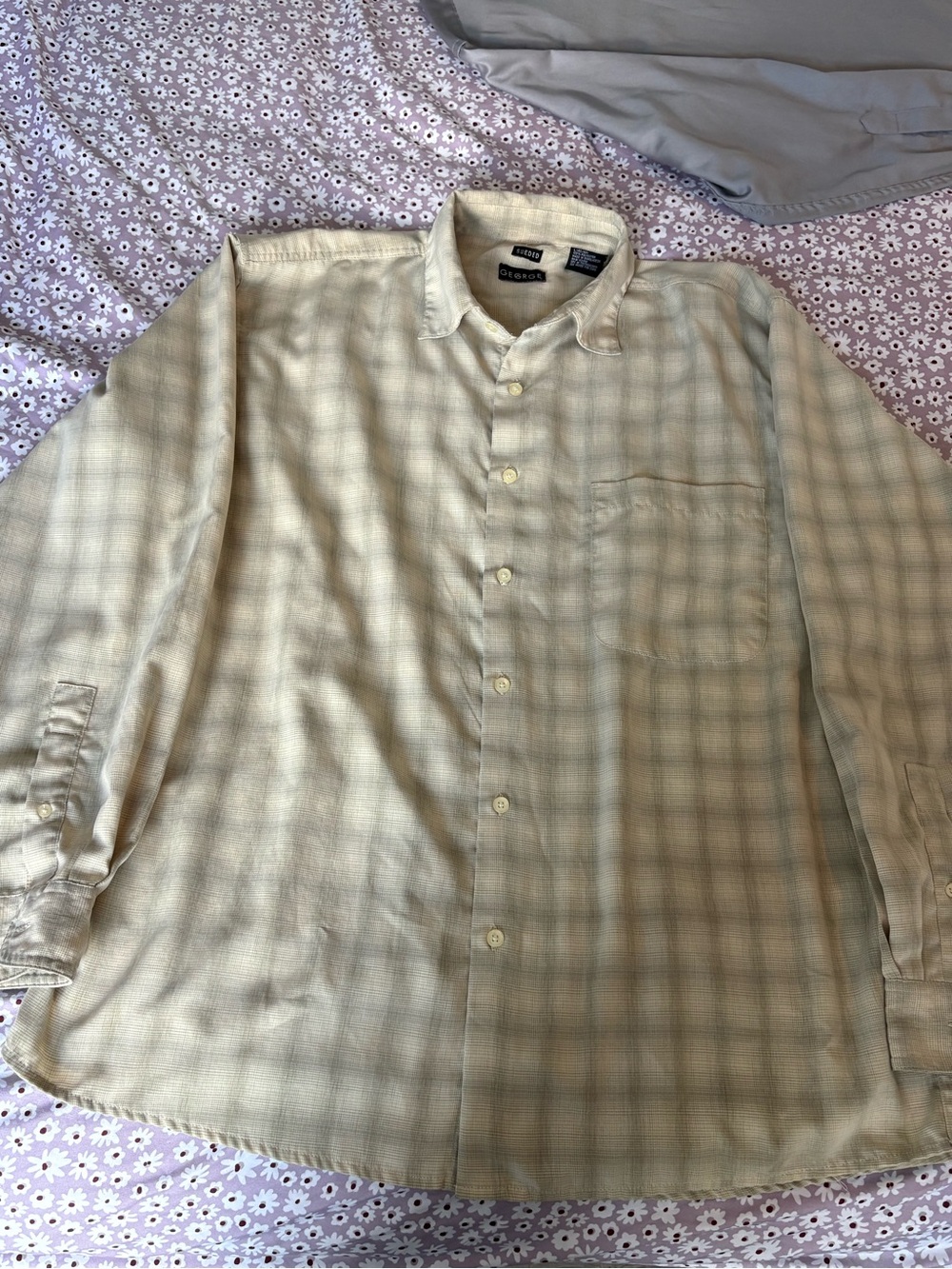 George Men's Beige Plaid Button-Down Shirt
